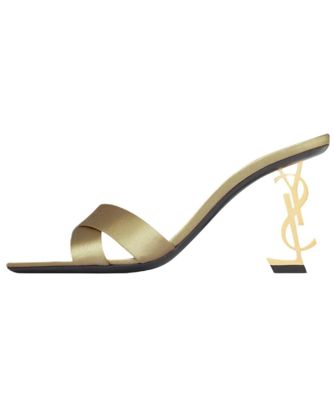 SAINT LAURENT Бежевые текстильные сандалии, фото 2