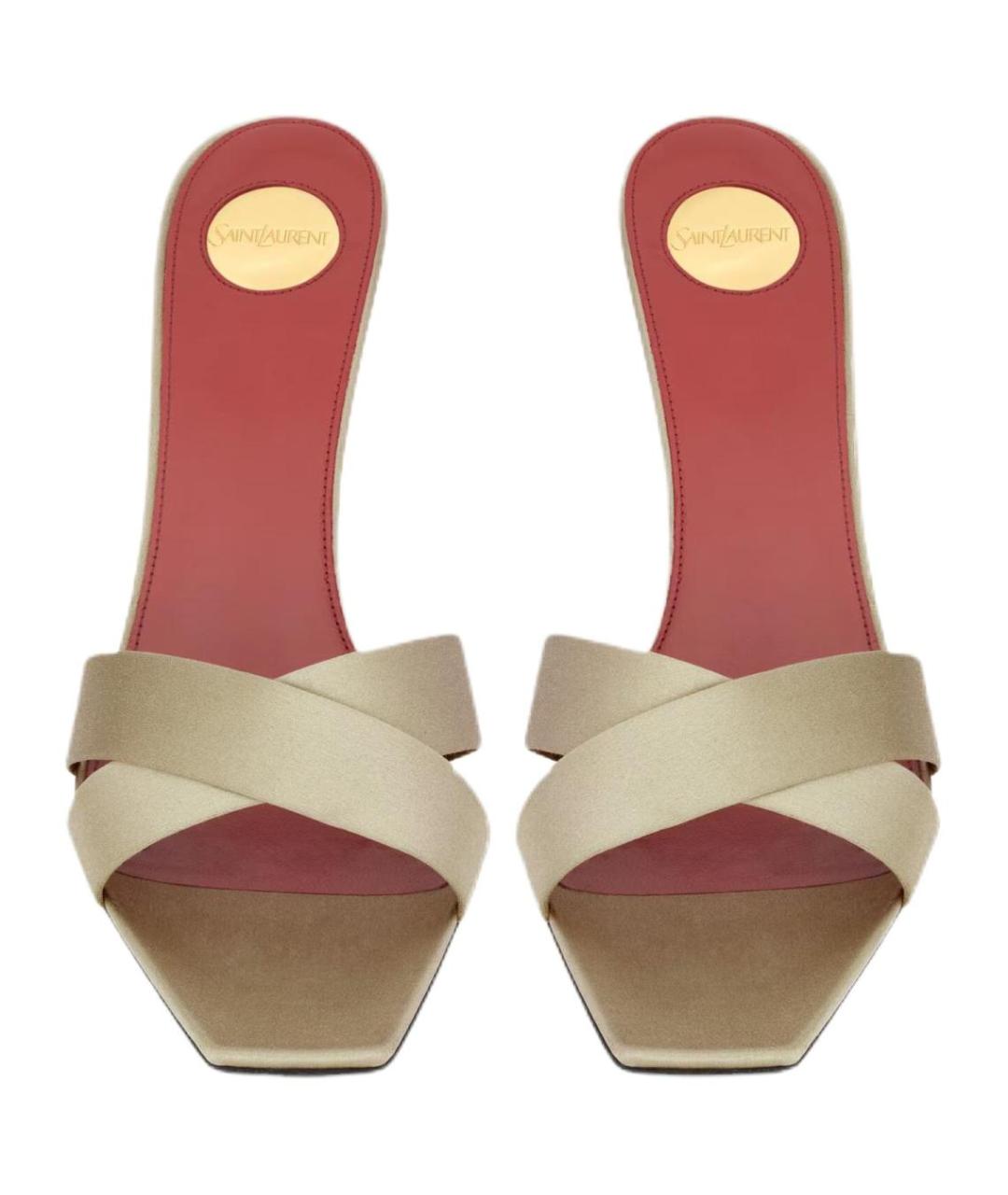 SAINT LAURENT Бежевые текстильные сандалии, фото 5