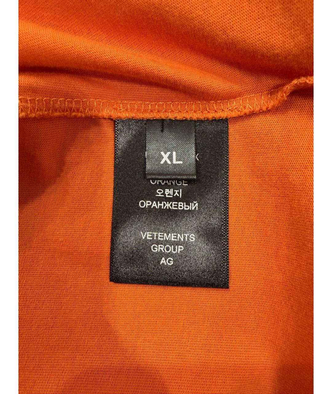 VETEMENTS Оранжевая хлопковая футболка, фото 6