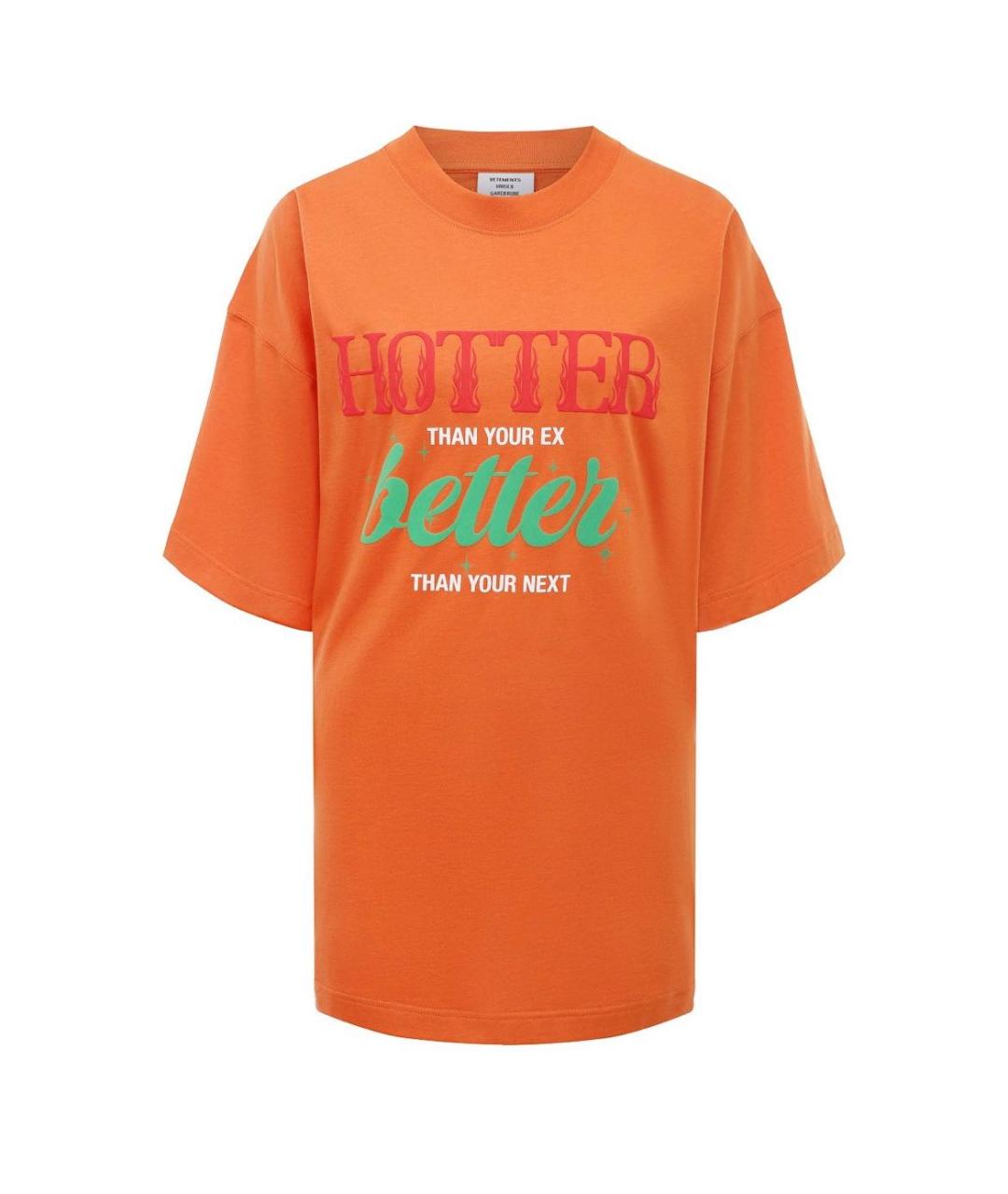 VETEMENTS Оранжевая хлопковая футболка, фото 1