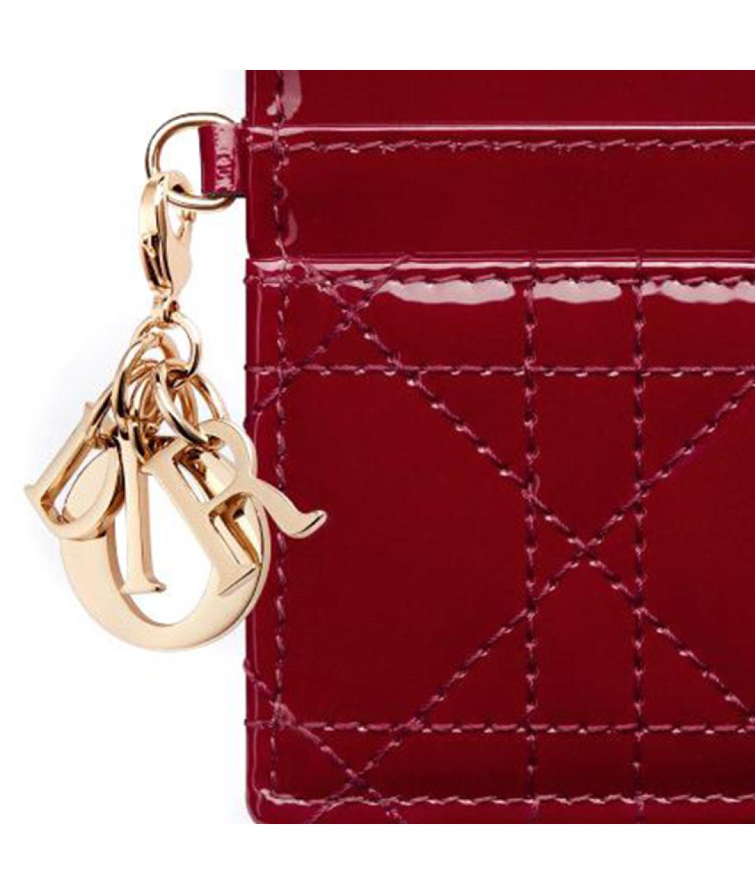 CHRISTIAN DIOR Красный кардхолдер из лакированной кожи, фото 3