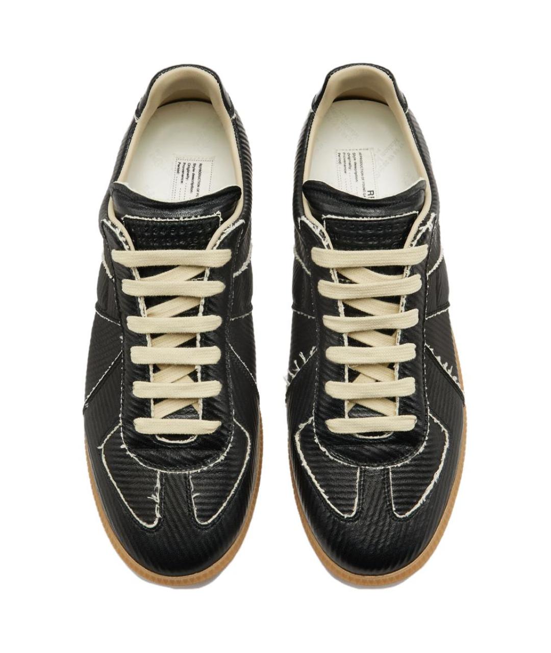 MAISON MARGIELA Черные кожаные низкие кроссовки / кеды, фото 4