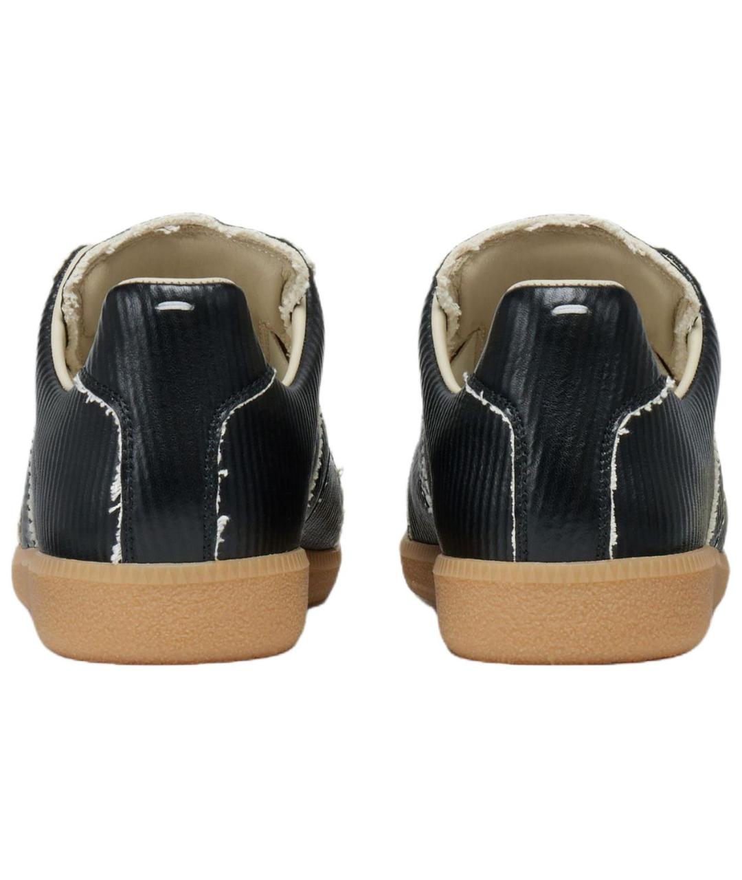 MAISON MARGIELA Черные кожаные низкие кроссовки / кеды, фото 5