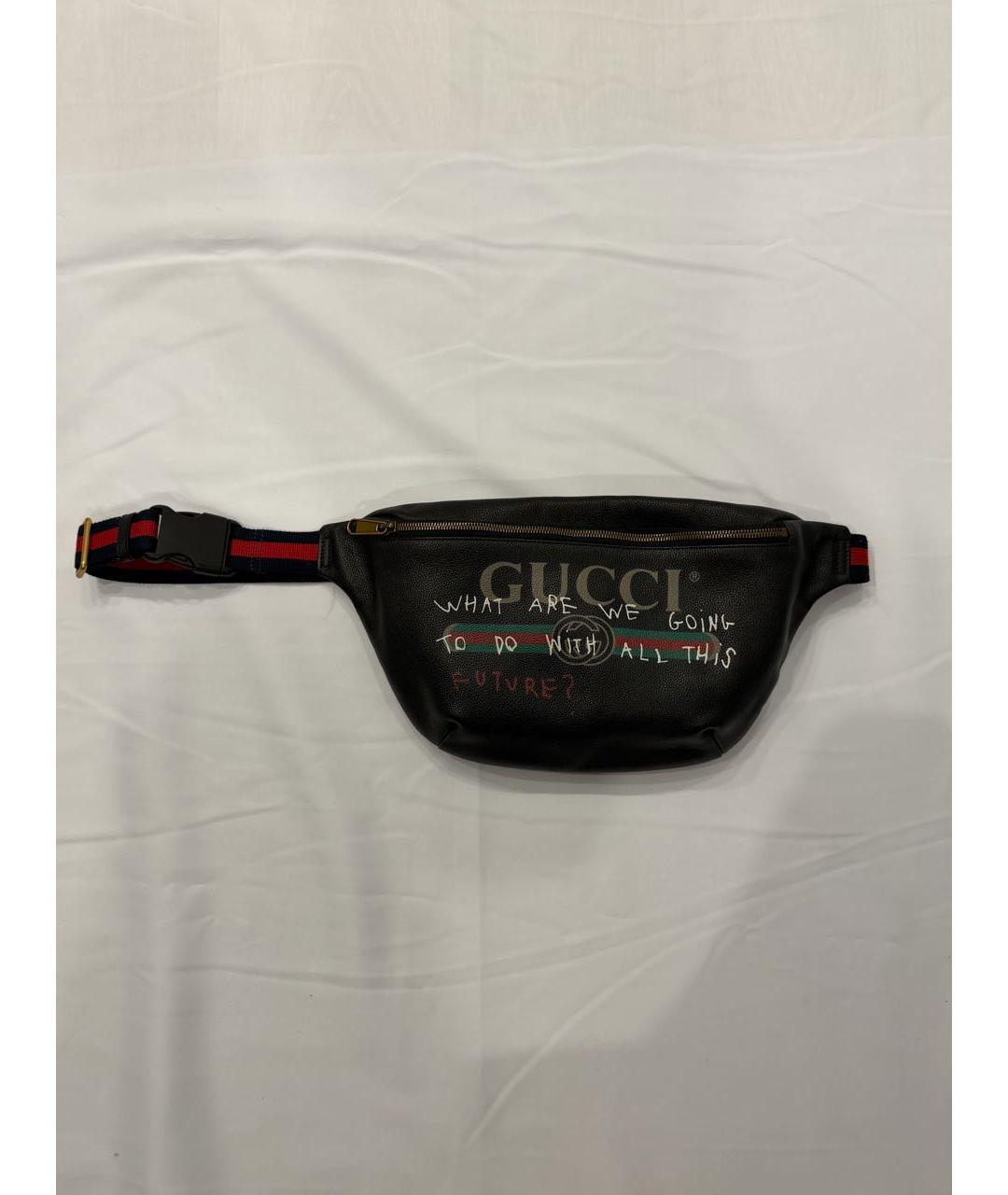 GUCCI Черная кожаная поясная сумка, фото 8