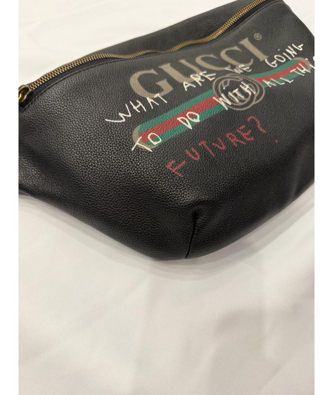 GUCCI Черная кожаная поясная сумка, фото 4
