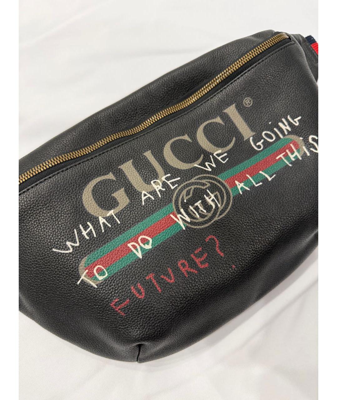 GUCCI Черная кожаная поясная сумка, фото 3