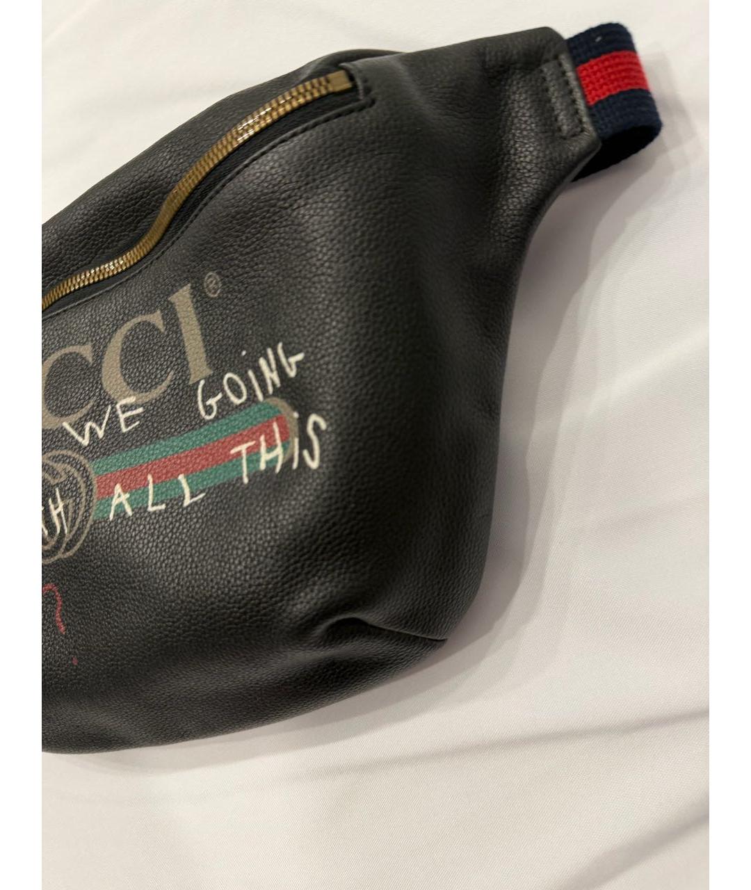 GUCCI Черная кожаная поясная сумка, фото 2