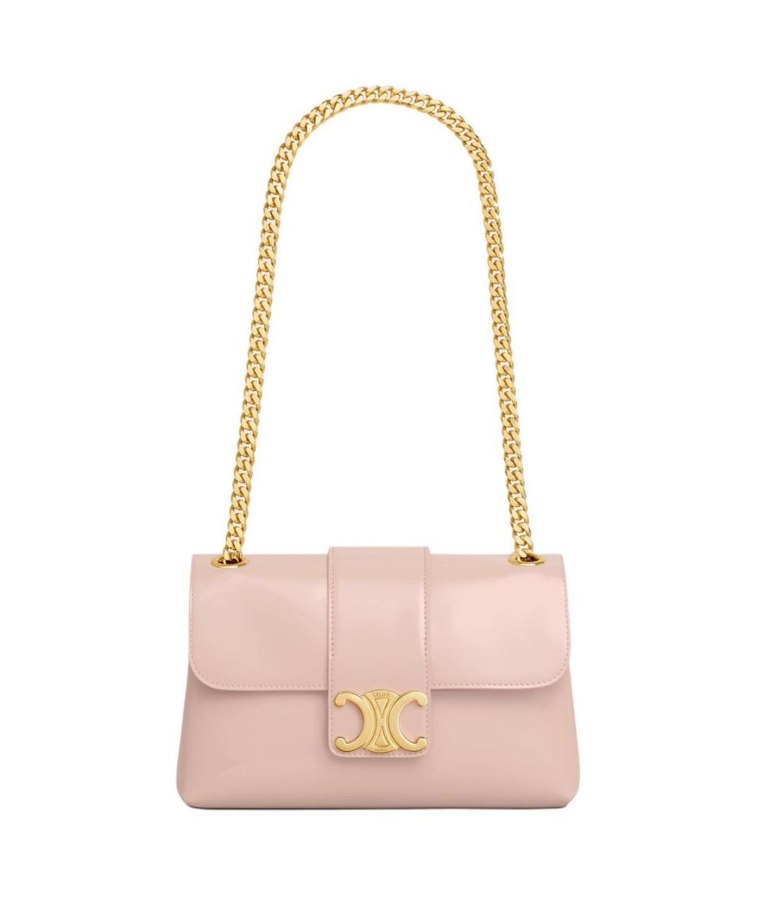 CELINE Розовая сумка через плечо из лакированной кожи, фото 9