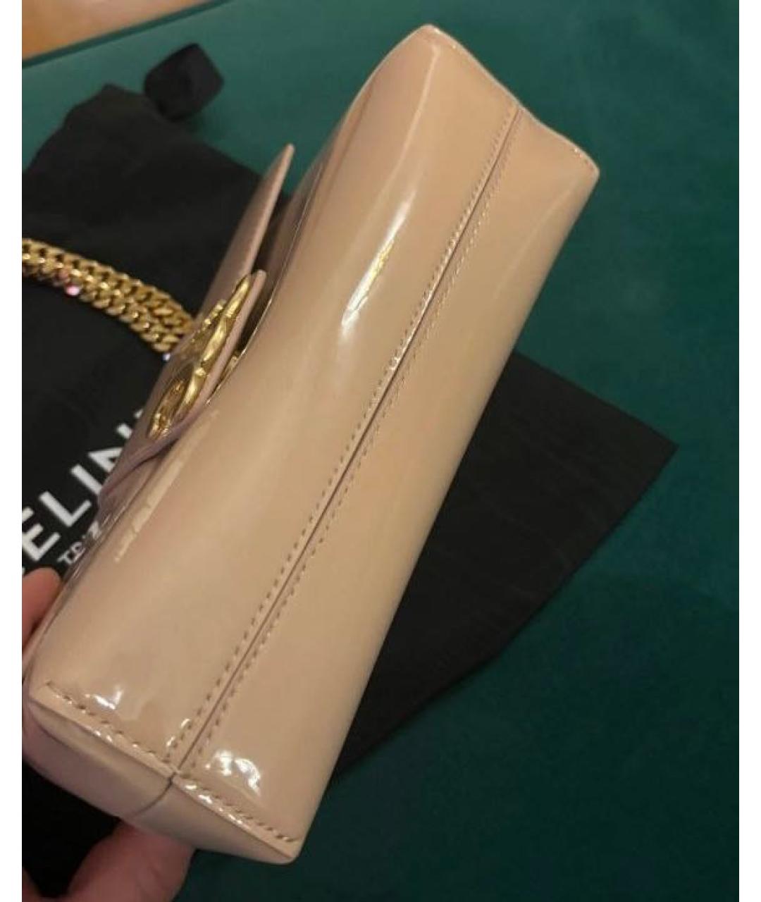 CELINE Розовая сумка через плечо из лакированной кожи, фото 7