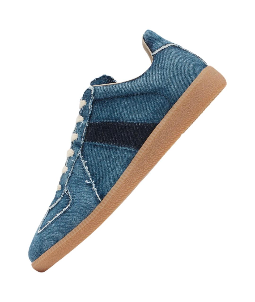 MAISON MARGIELA Синие текстильные низкие кроссовки / кеды, фото 2