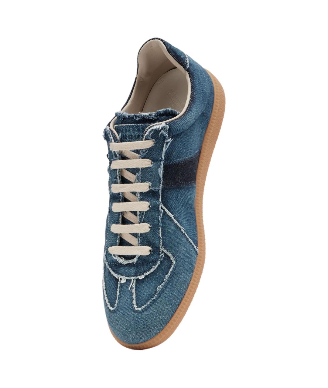 MAISON MARGIELA Синие текстильные низкие кроссовки / кеды, фото 3