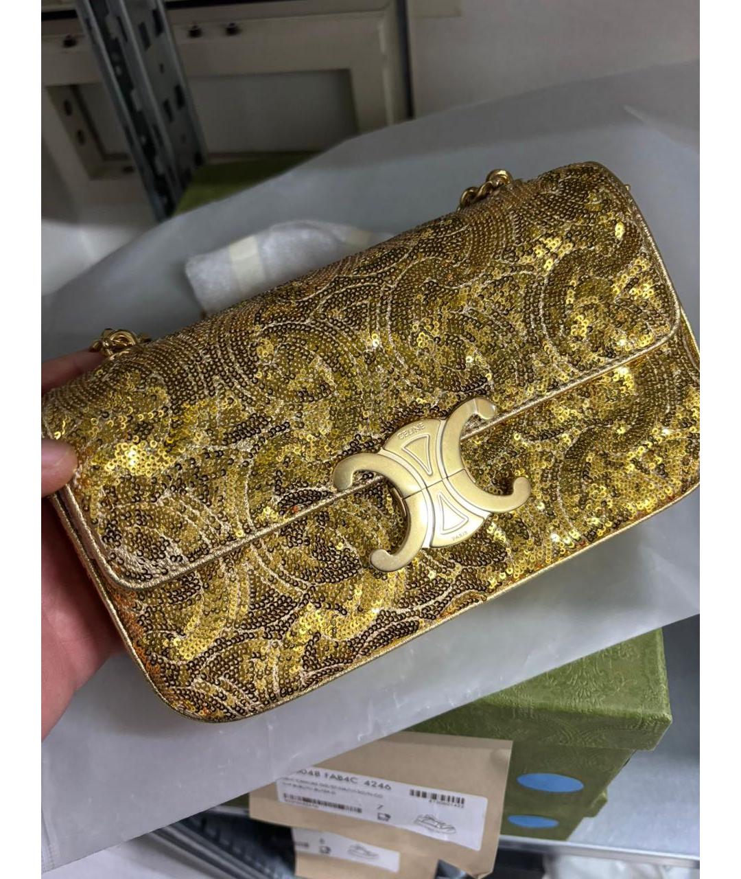 CELINE Золотая сумка через плечо, фото 4