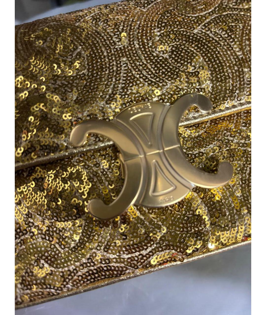 CELINE Золотая сумка через плечо, фото 5