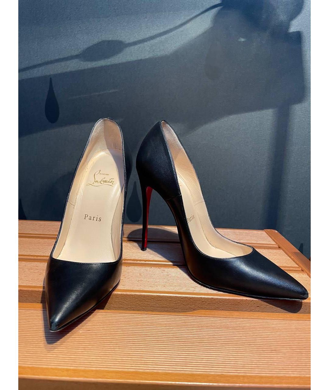 CHRISTIAN LOUBOUTIN Черные кожаные туфли, фото 3