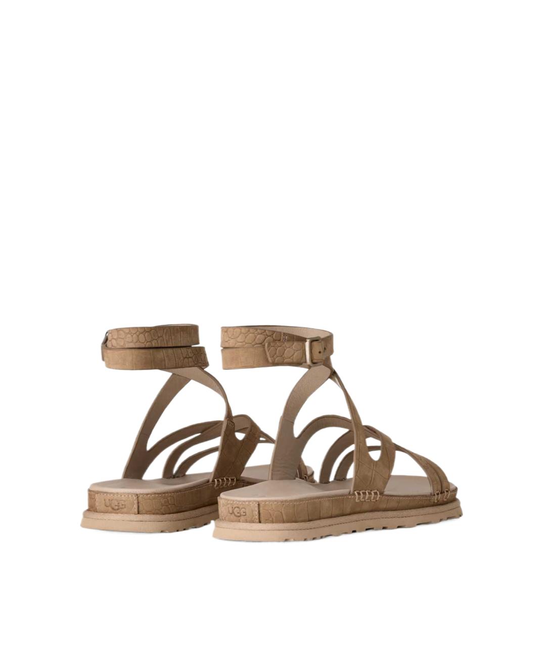 UGG AUSTRALIA Бежевые кожаные сандалии, фото 4