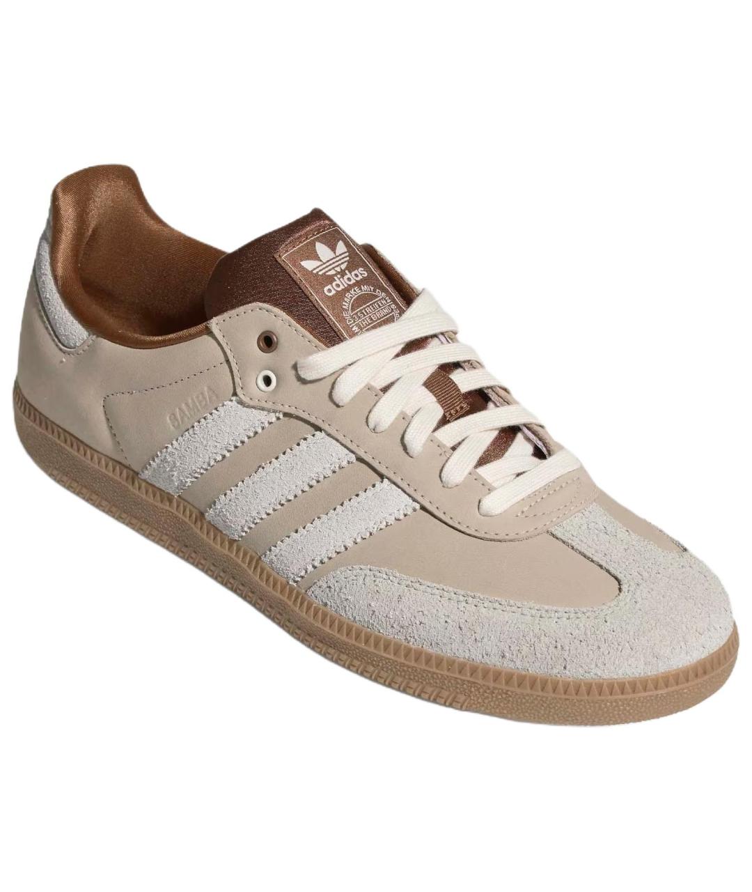 ADIDAS Бежевые кожаные кеды, фото 3