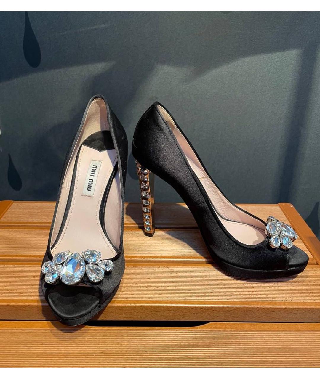 MIU MIU Черные текстильные туфли, фото 3