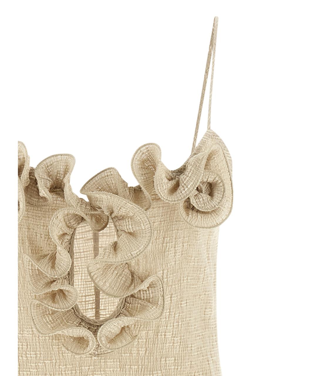 MAGDA BUTRYM Бежевое хлопковое повседневное платье, фото 3