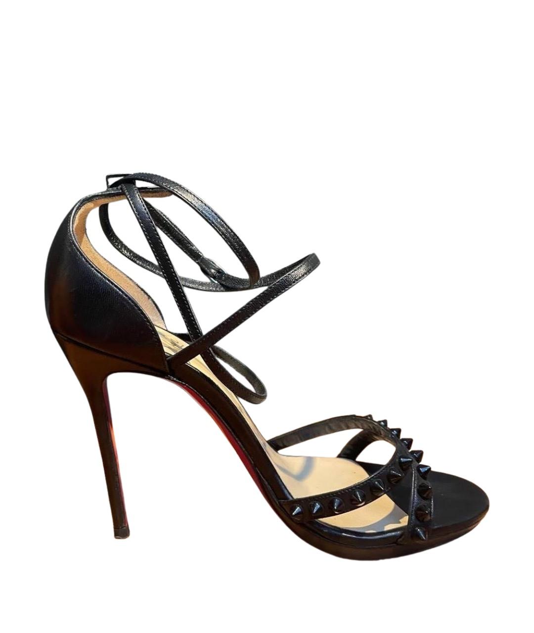 CHRISTIAN LOUBOUTIN Черные кожаные босоножки, фото 1