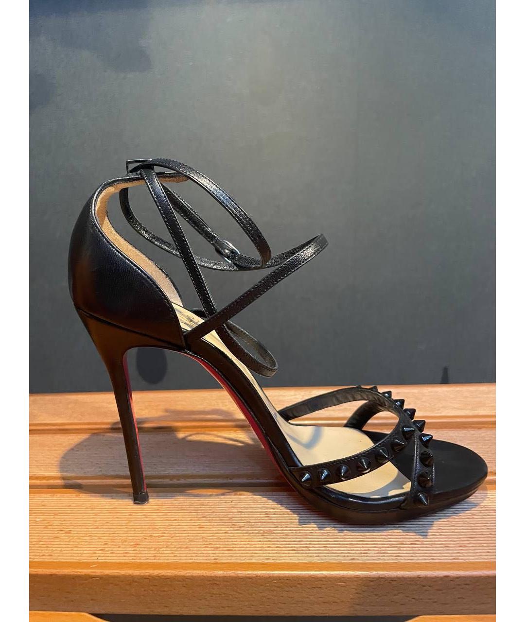 CHRISTIAN LOUBOUTIN Черные кожаные босоножки, фото 6