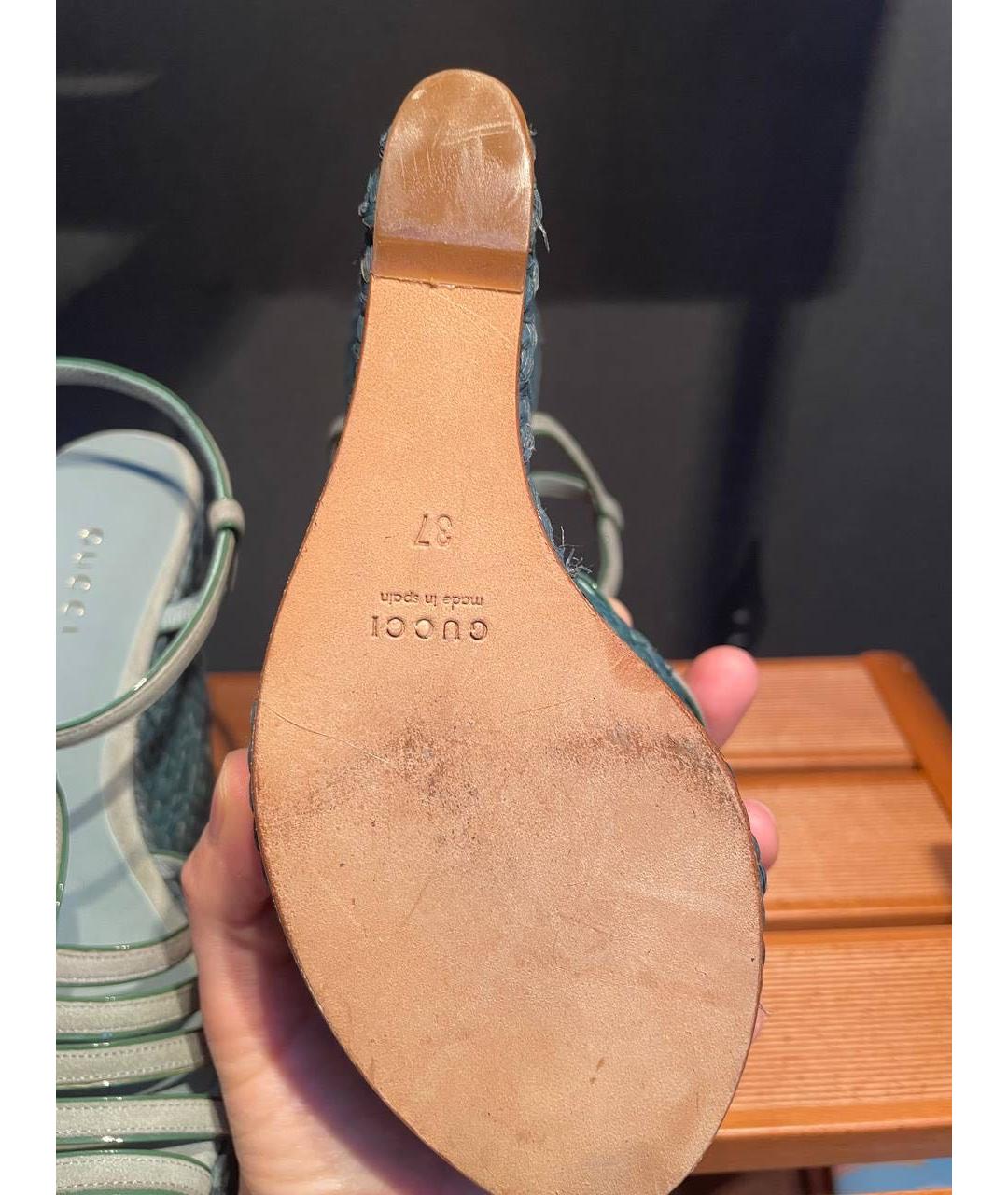 GUCCI Серые кожаные босоножки, фото 4