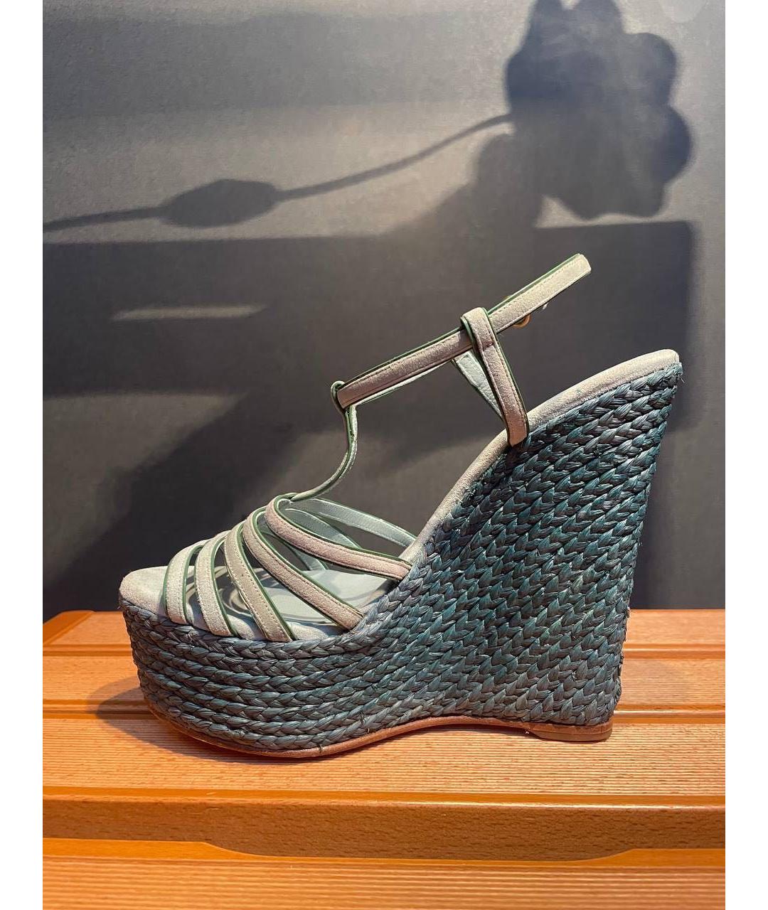 GUCCI Серые кожаные босоножки, фото 5