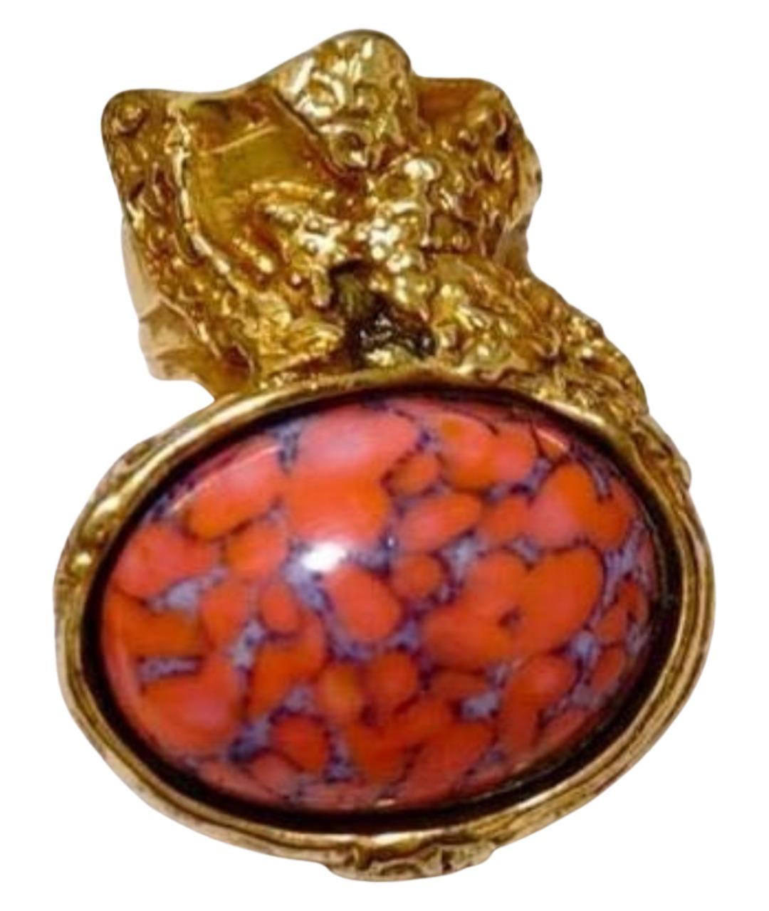 SAINT LAURENT Оранжевое металлическое кольцо, фото 1