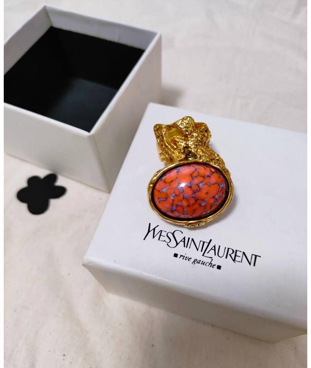 SAINT LAURENT Оранжевое металлическое кольцо, фото 3