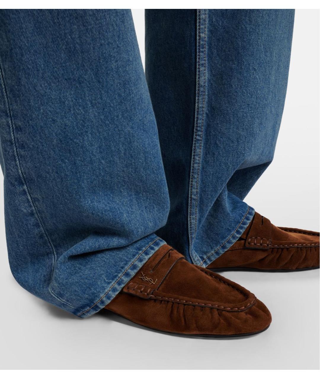 SAINT LAURENT Коричневые замшевые мюли, фото 2