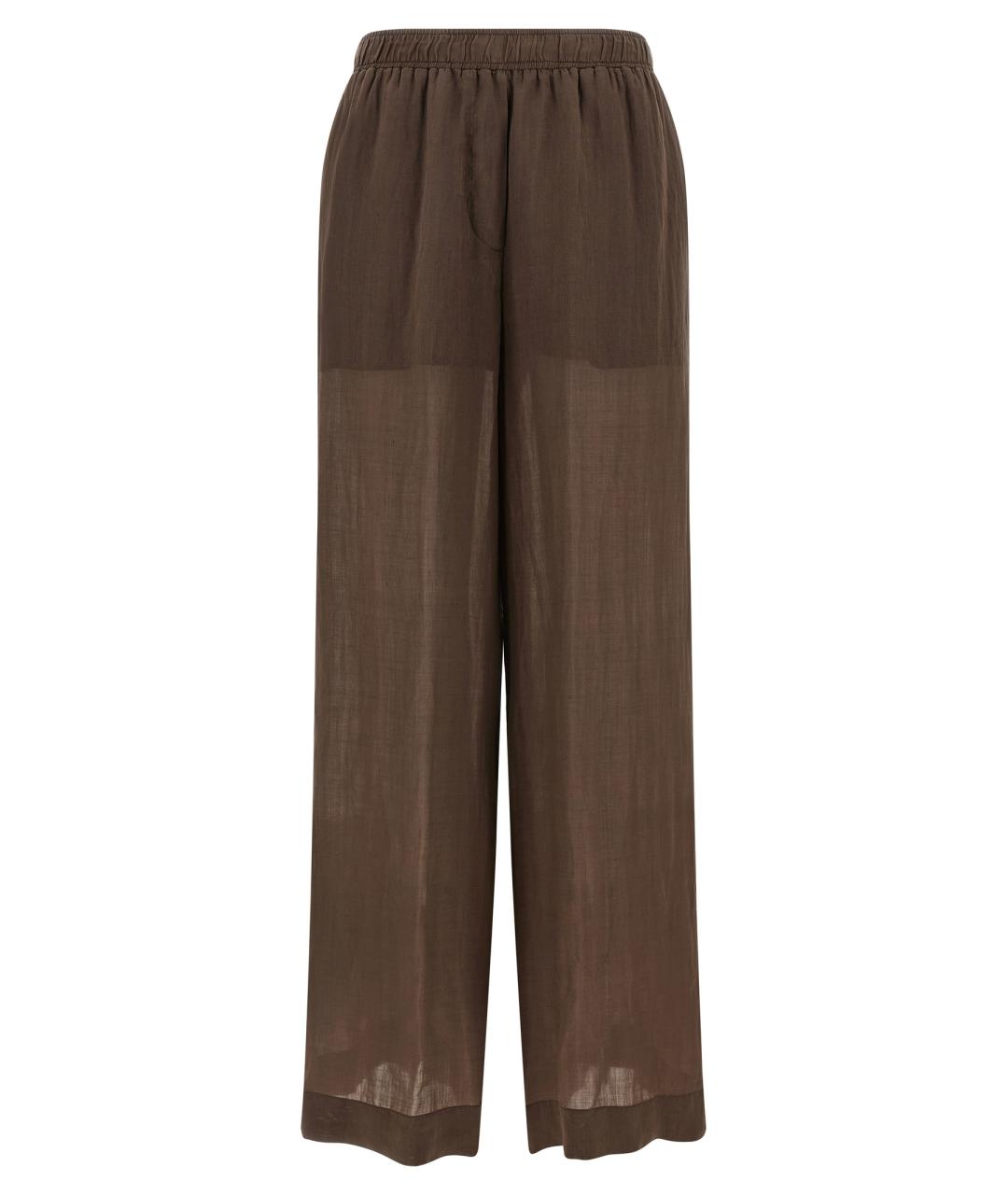 NUDE Коричневые льняные прямые брюки, фото 1