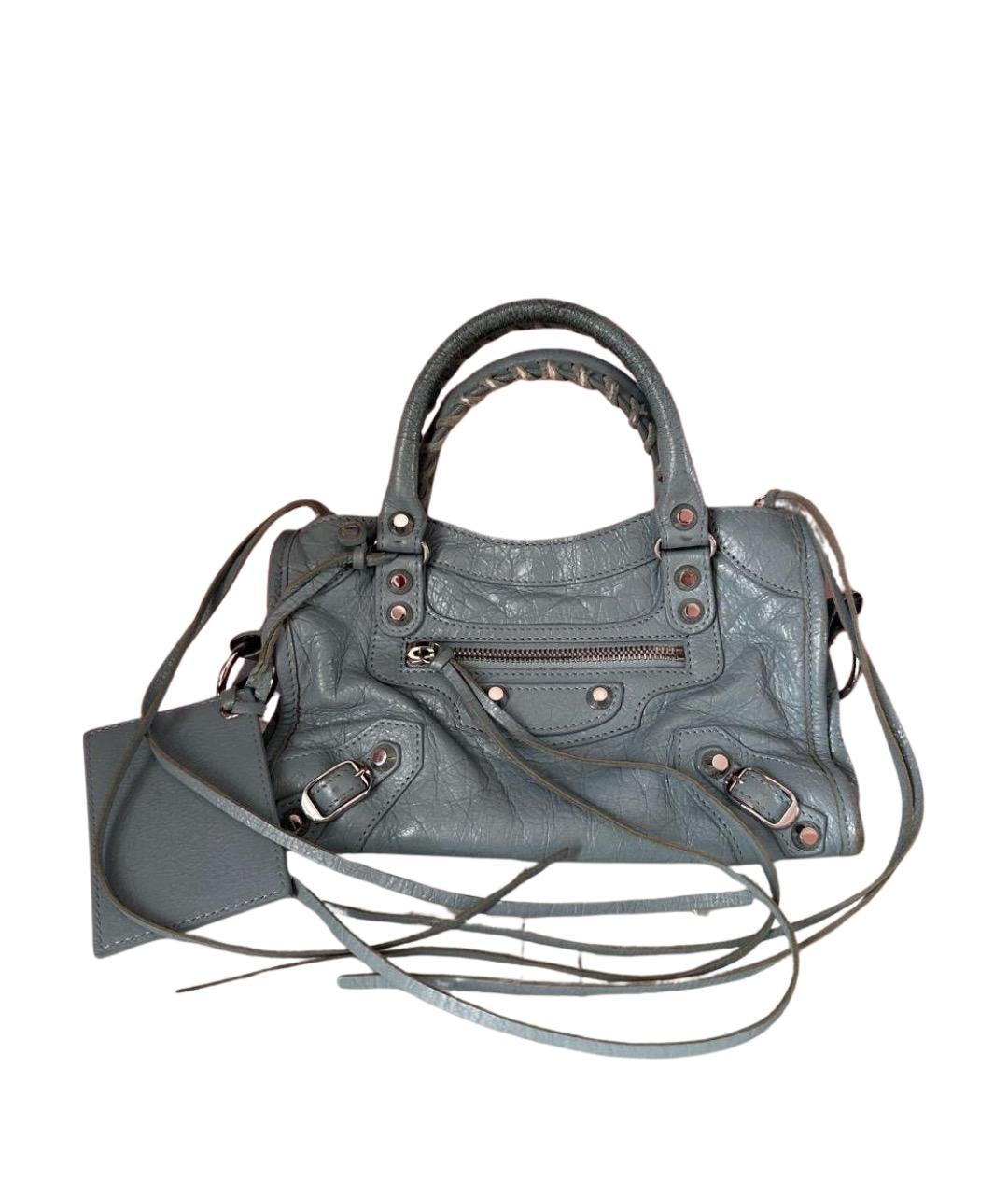 BALENCIAGA Голубая кожаная сумка с короткими ручками, фото 1