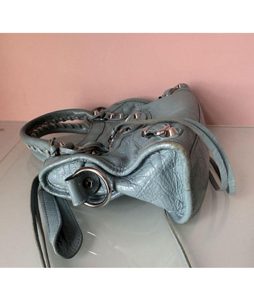 BALENCIAGA Голубая кожаная сумка с короткими ручками, фото 8
