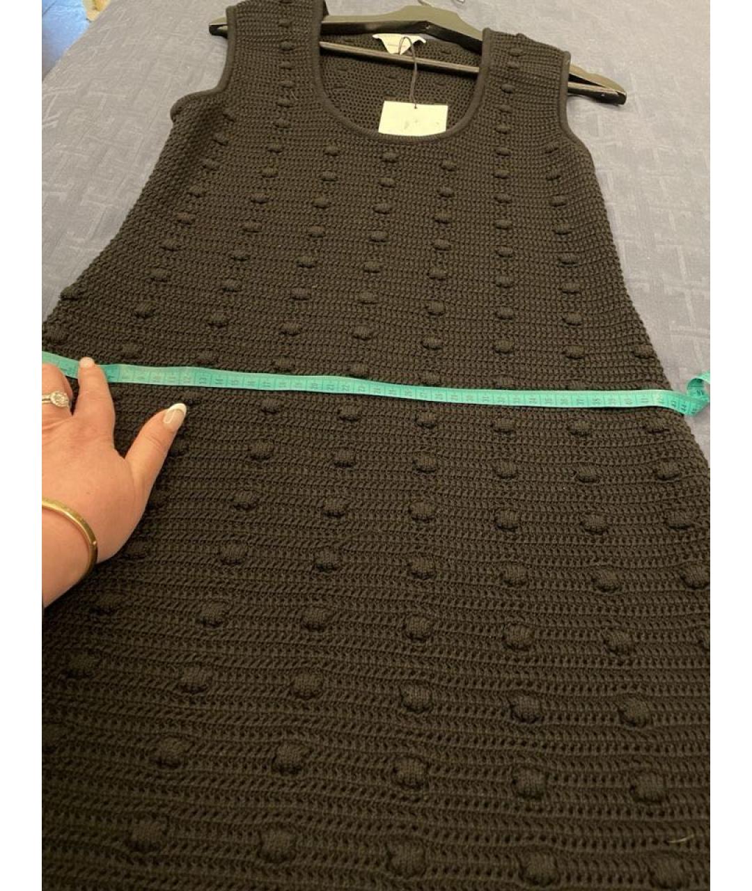 BOTTEGA VENETA Черное хлопковое повседневное платье, фото 8