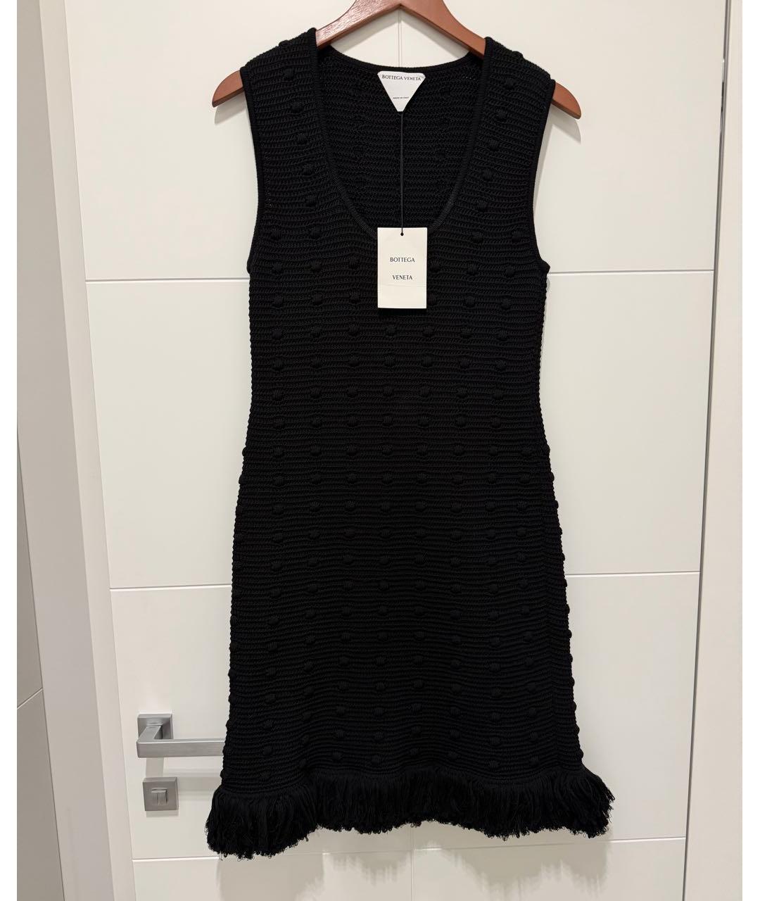 BOTTEGA VENETA Черное хлопковое повседневное платье, фото 3