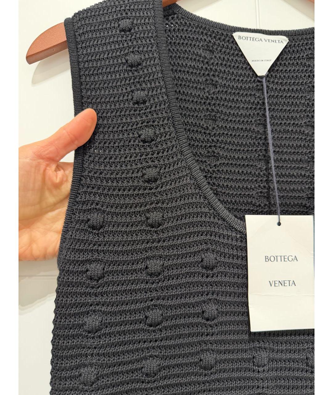 BOTTEGA VENETA Черное хлопковое повседневное платье, фото 5