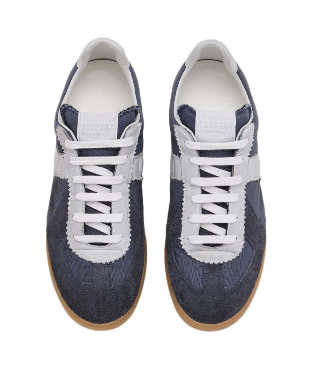 MAISON MARGIELA Синие замшевые низкие кроссовки / кеды, фото 4