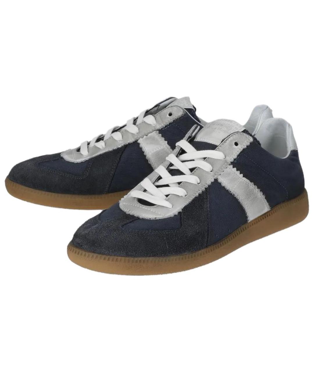 MAISON MARGIELA Синие замшевые низкие кроссовки / кеды, фото 3