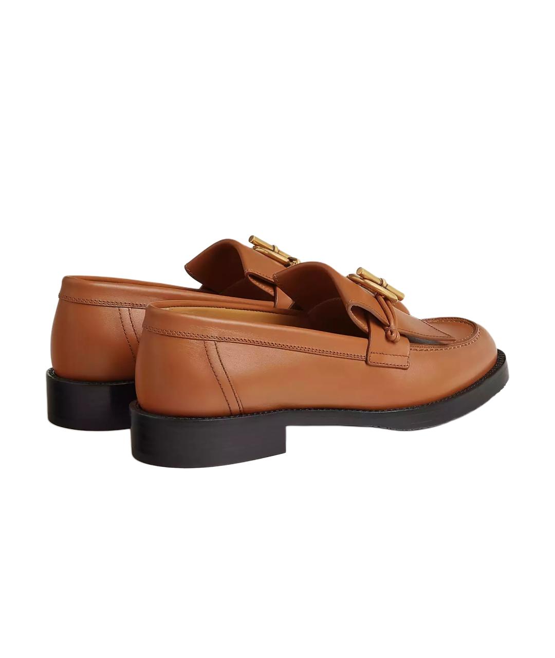 HERMES Коричневые кожаные лоферы, фото 4