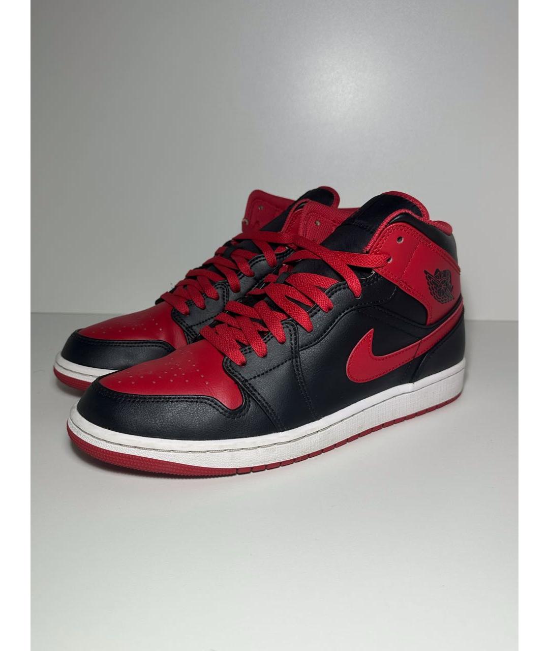 JORDAN Красные кожаные высокие кроссовки / кеды, фото 6
