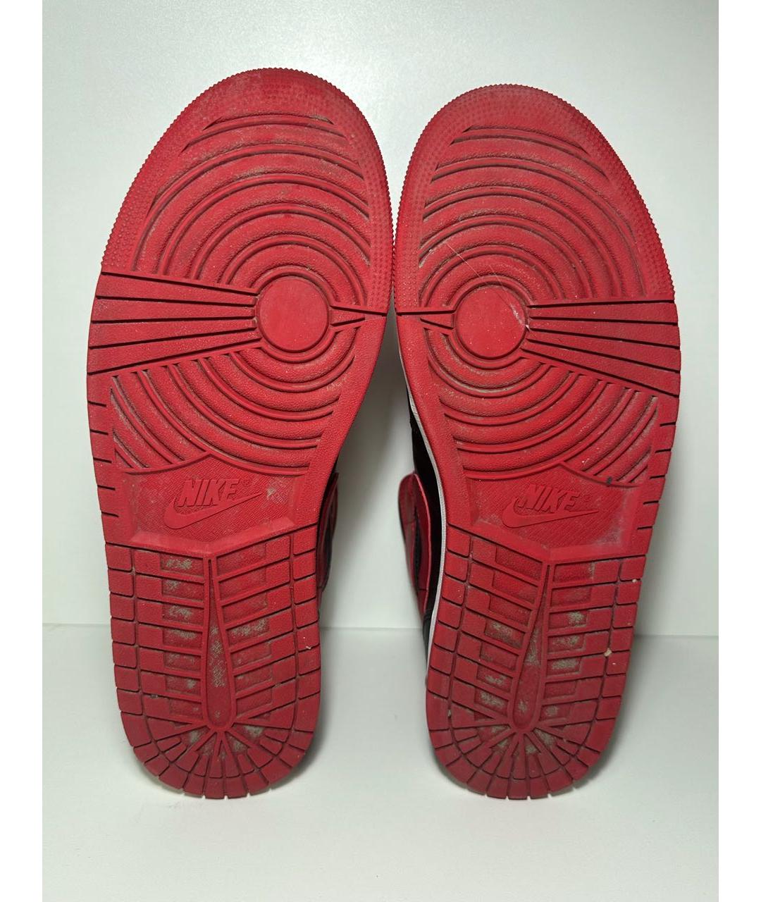 JORDAN Красные кожаные высокие кроссовки / кеды, фото 8