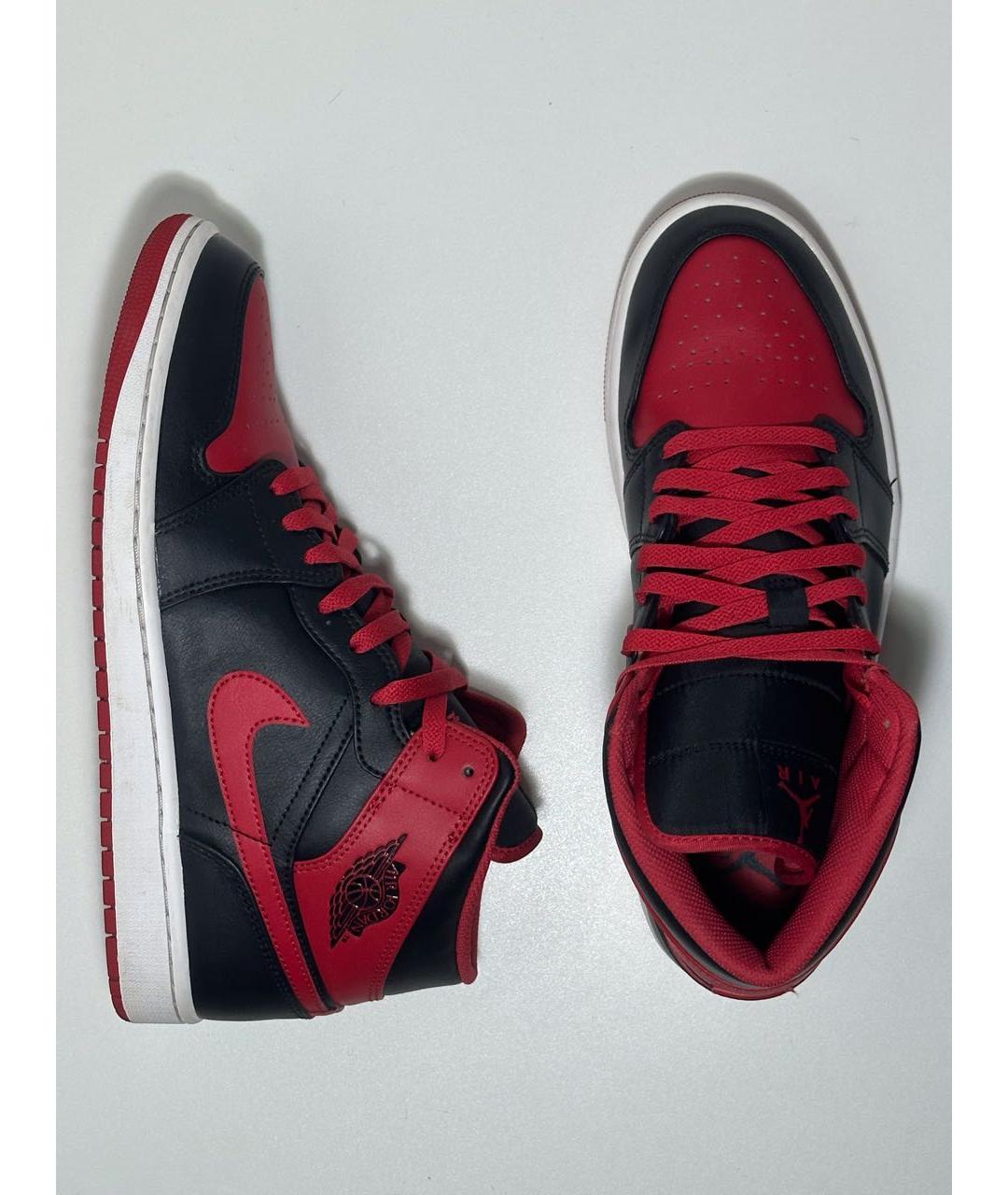 JORDAN Красные кожаные высокие кроссовки / кеды, фото 3
