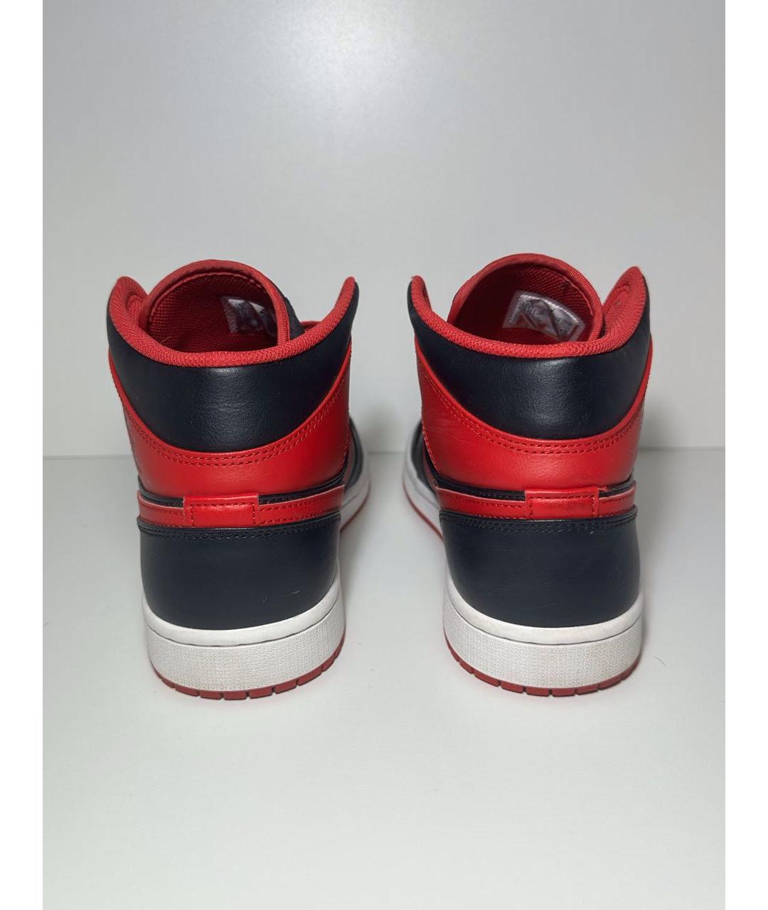 JORDAN Красные кожаные высокие кроссовки / кеды, фото 4