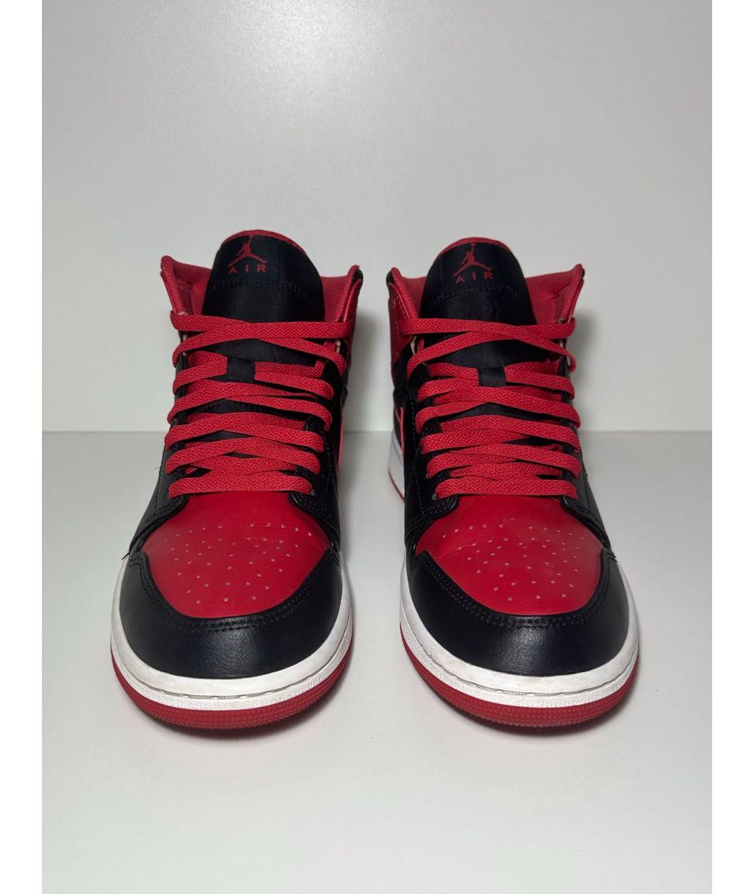 JORDAN Красные кожаные высокие кроссовки / кеды, фото 2