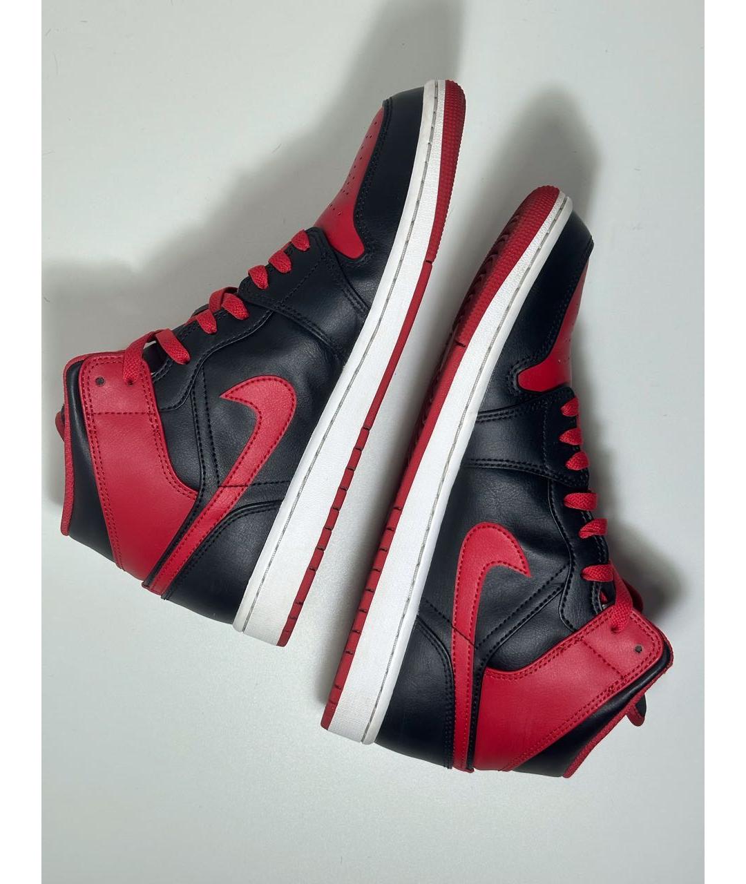 JORDAN Красные кожаные высокие кроссовки / кеды, фото 7