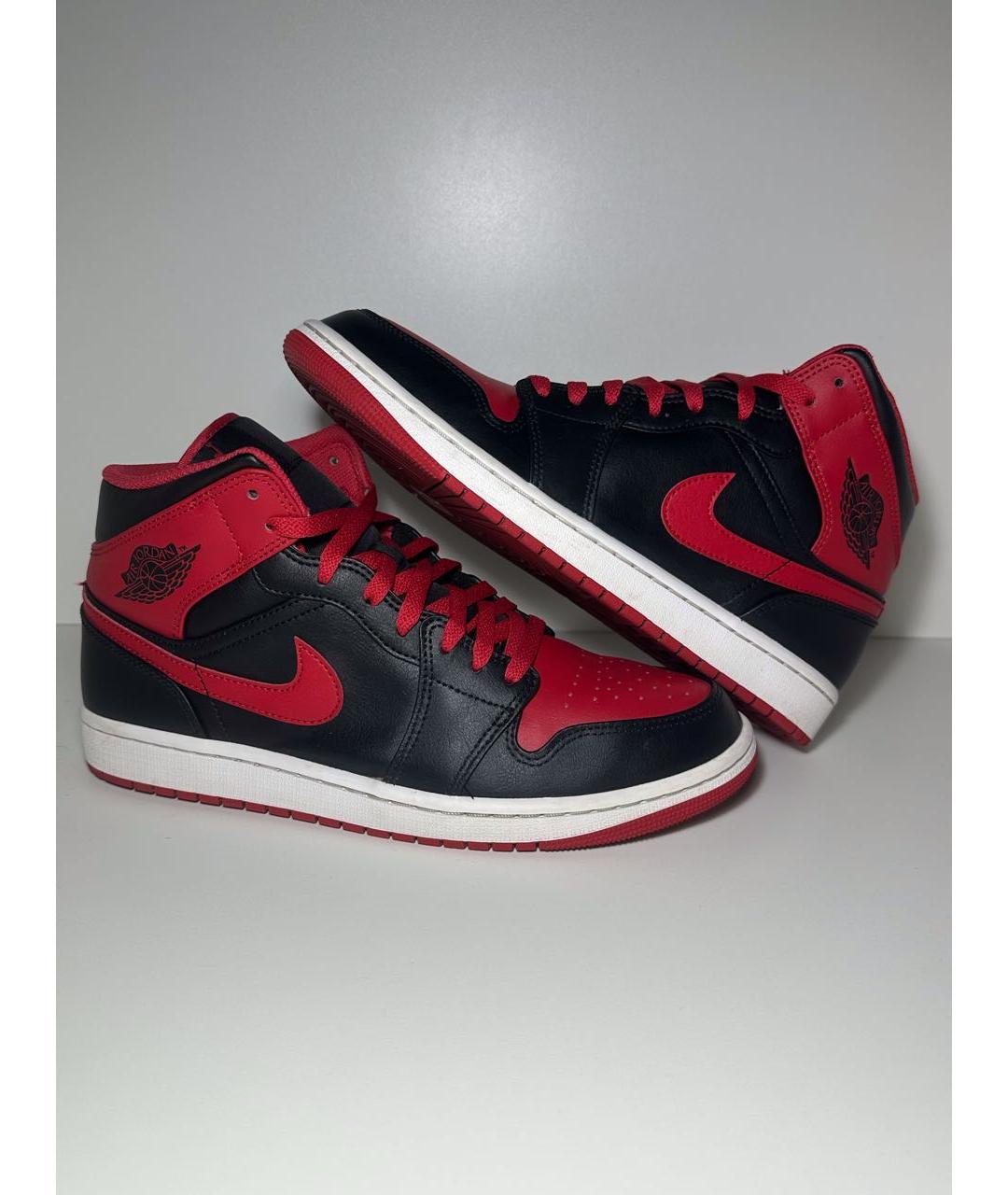 JORDAN Красные кожаные высокие кроссовки / кеды, фото 5