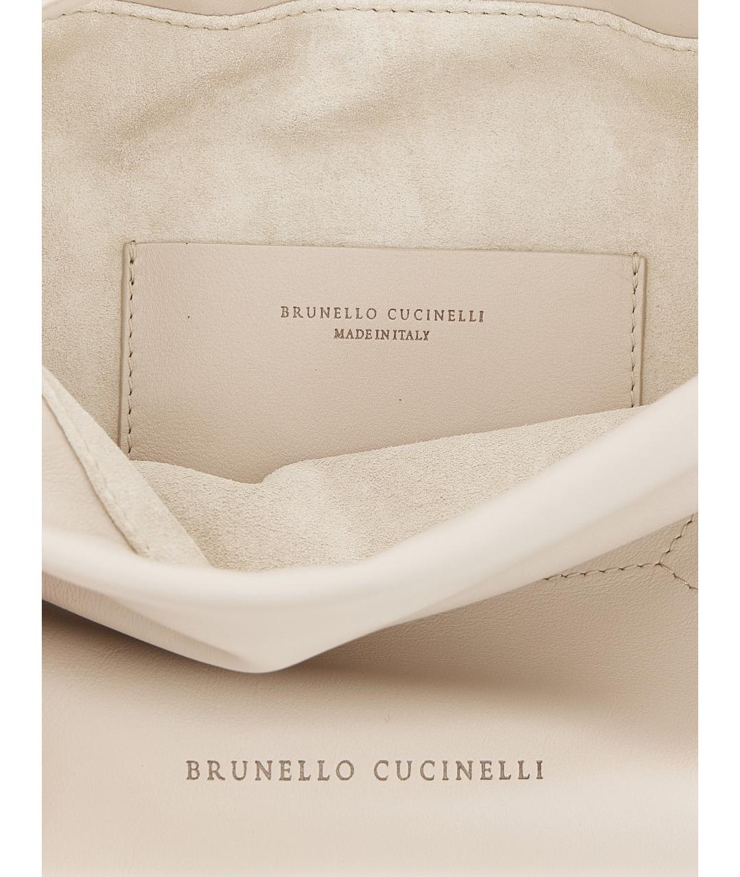 BRUNELLO CUCINELLI Белая кожаная сумка через плечо, фото 4