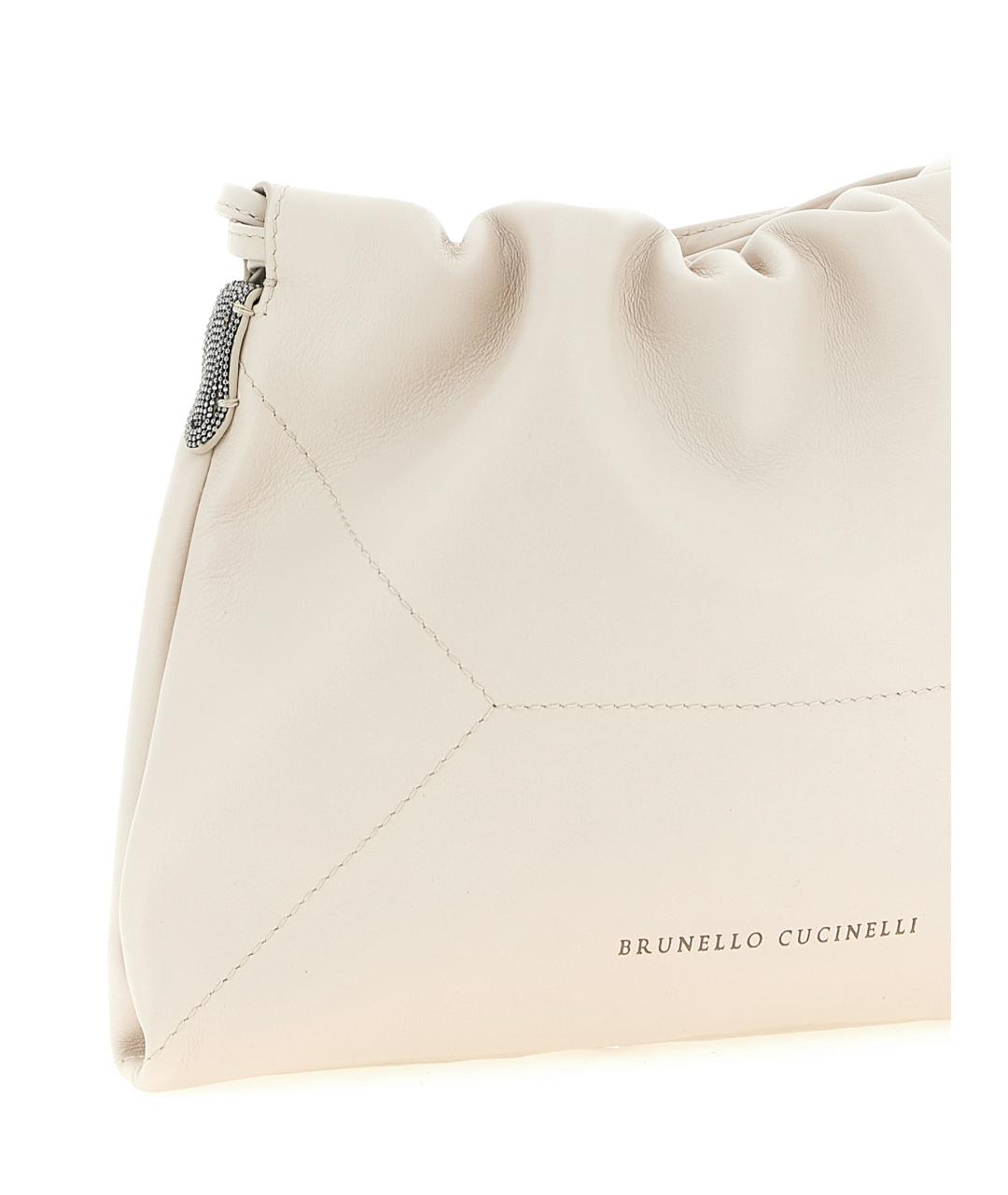BRUNELLO CUCINELLI Белая кожаная сумка через плечо, фото 3