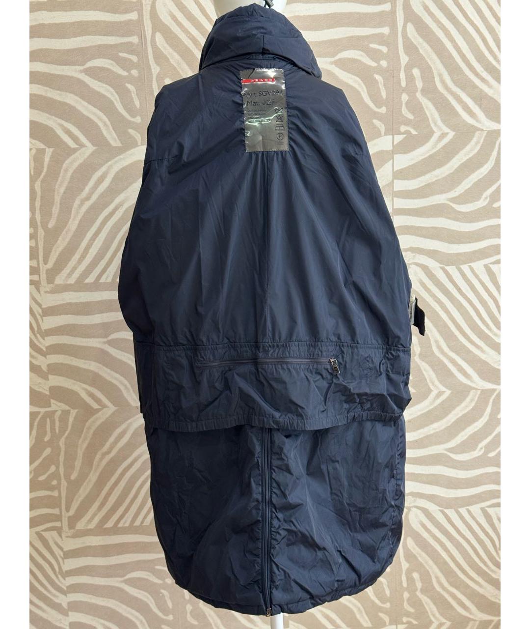 PRADA Темно-синяя полиэстеровая куртка, фото 6