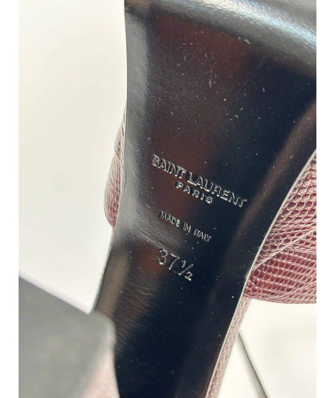 SAINT LAURENT Коричневые кожаные босоножки, фото 8