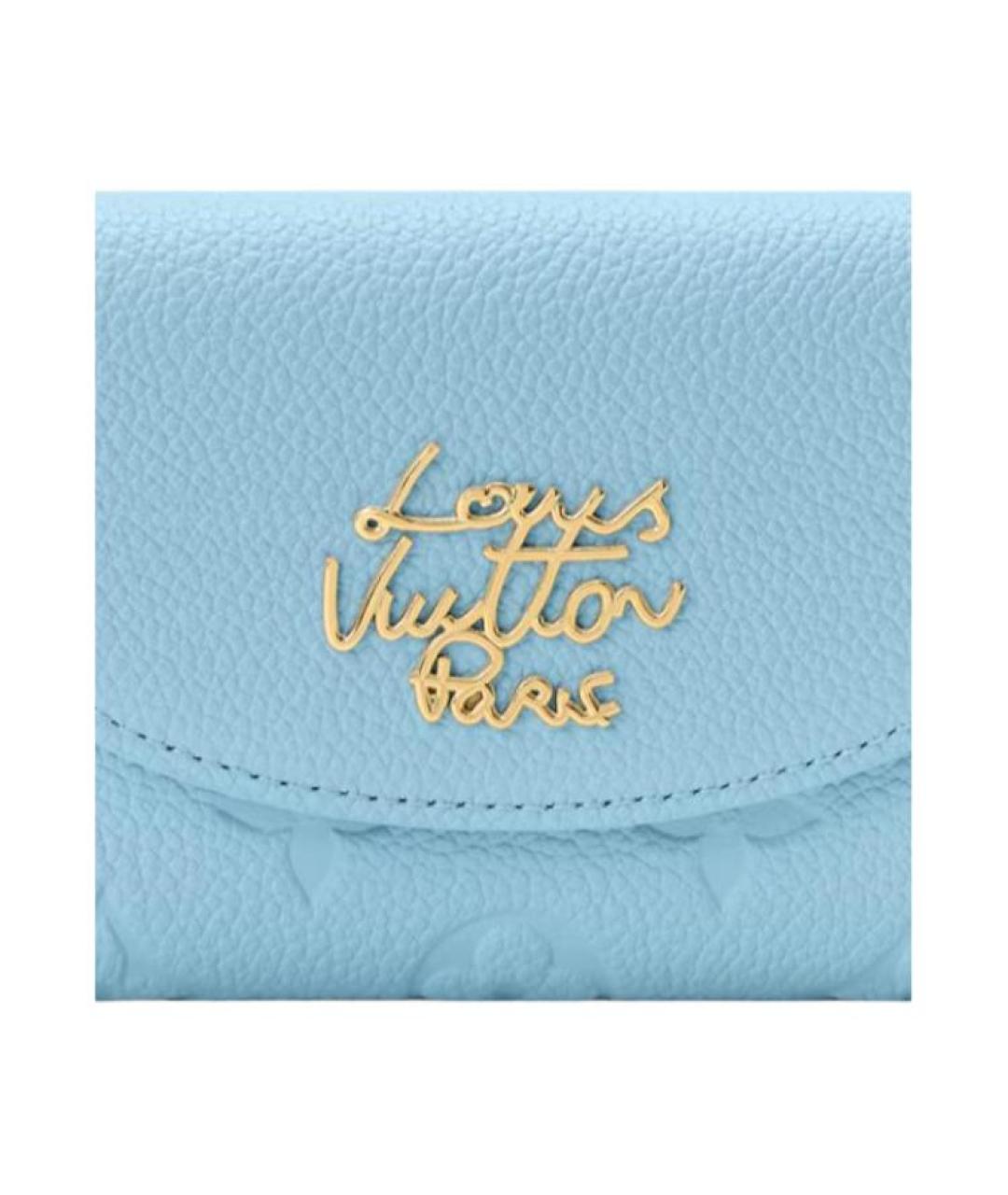 LOUIS VUITTON Голубой кожаный кошелек, фото 5